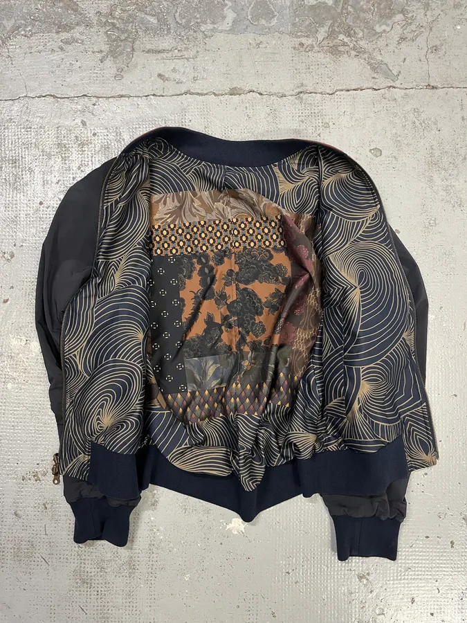 Dries Van Noten Navy Reversible Nylon Bomber Jacket - Image 12