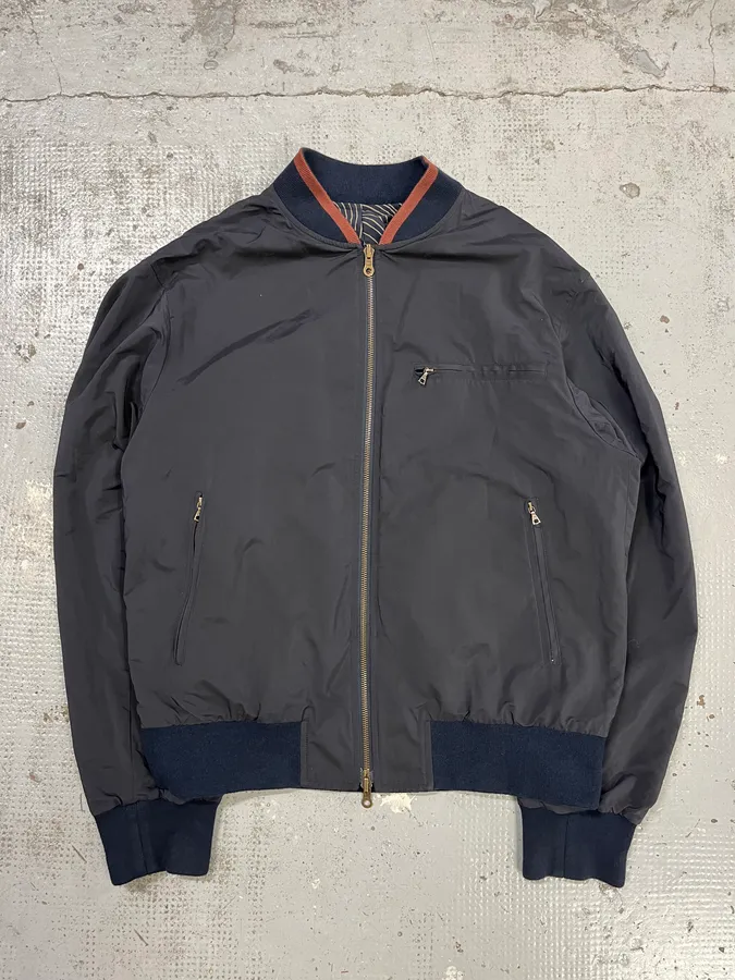 Dries Van Noten Navy Reversible Nylon Bomber Jacket - Image 2