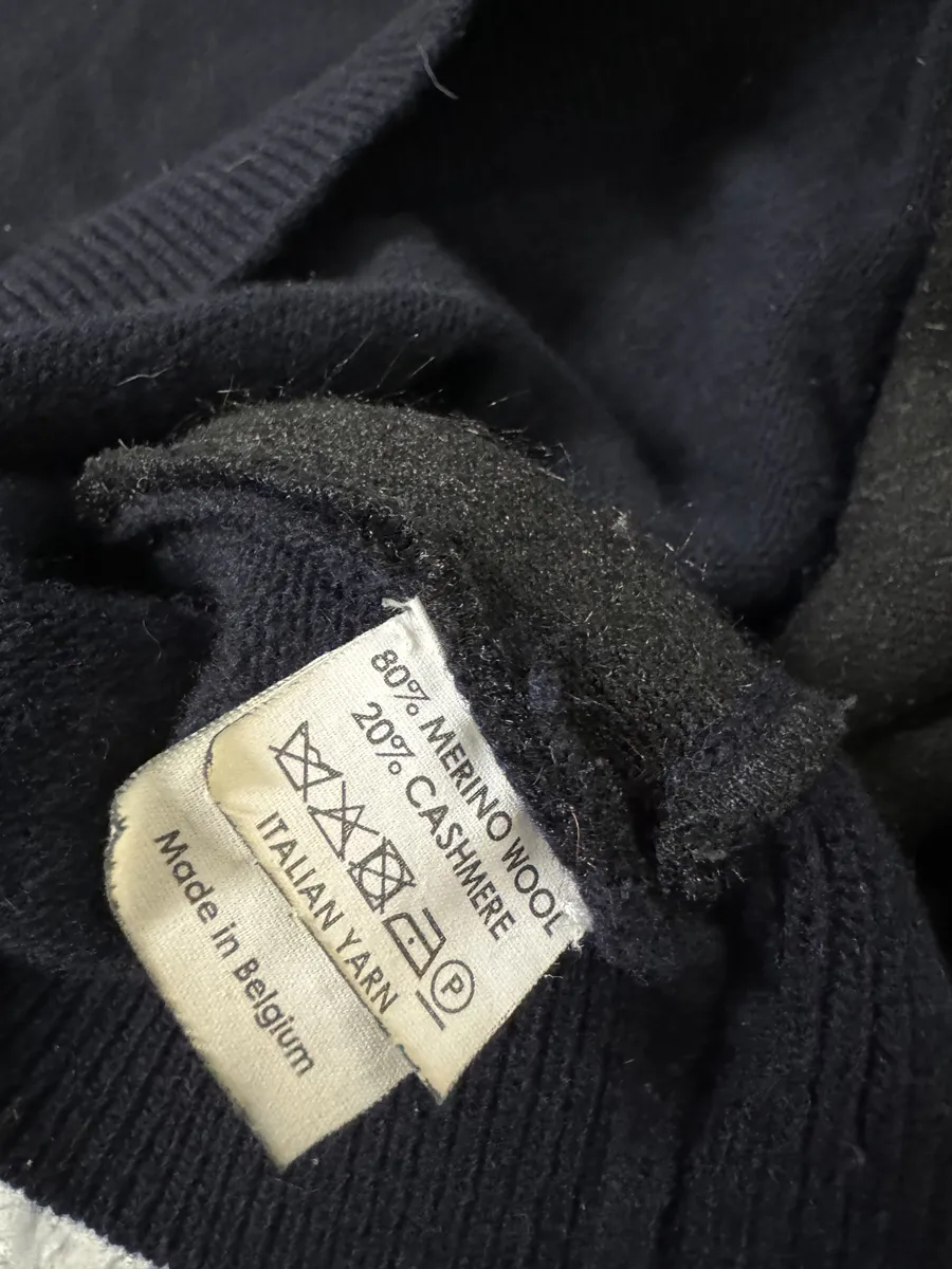 Dries Van Noten Navy Wool & Black Fur Front Sweater - Image 8