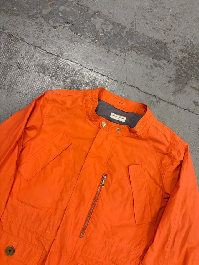 Dries Van Noten Orange Nylon Cargo Light Jacket - Image 4