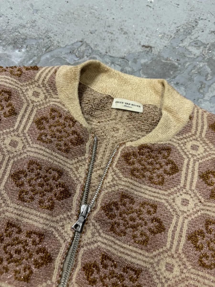 Dries Van Noten Pattern Creamy Zip-up Sweater - Image 7