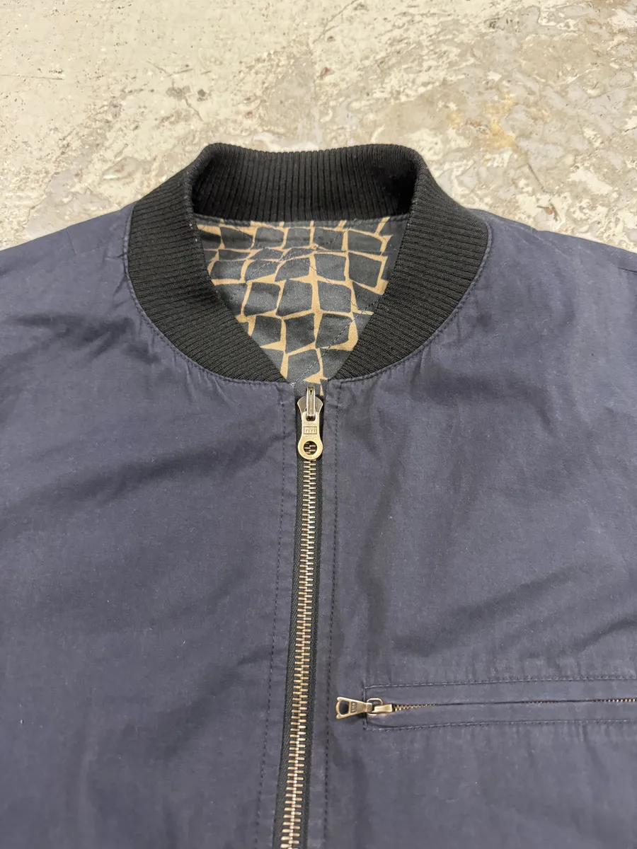 Dries Van Noten Pattern Reversible Navy/Orange Bomber Jacket - Image 7