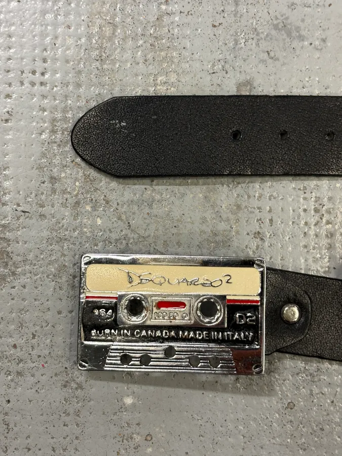 Dsquared2 Black Leather Cassette Buckle Belt - Image 4