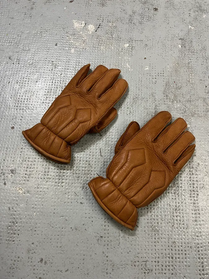 Dsquared2 Brown Fleeced Padded Biker Leather Gloves - Image 2