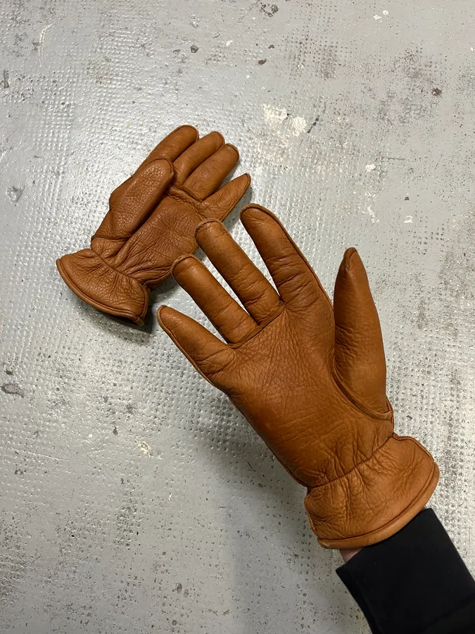 Dsquared2 Brown Fleeced Padded Biker Leather Gloves - Image 3