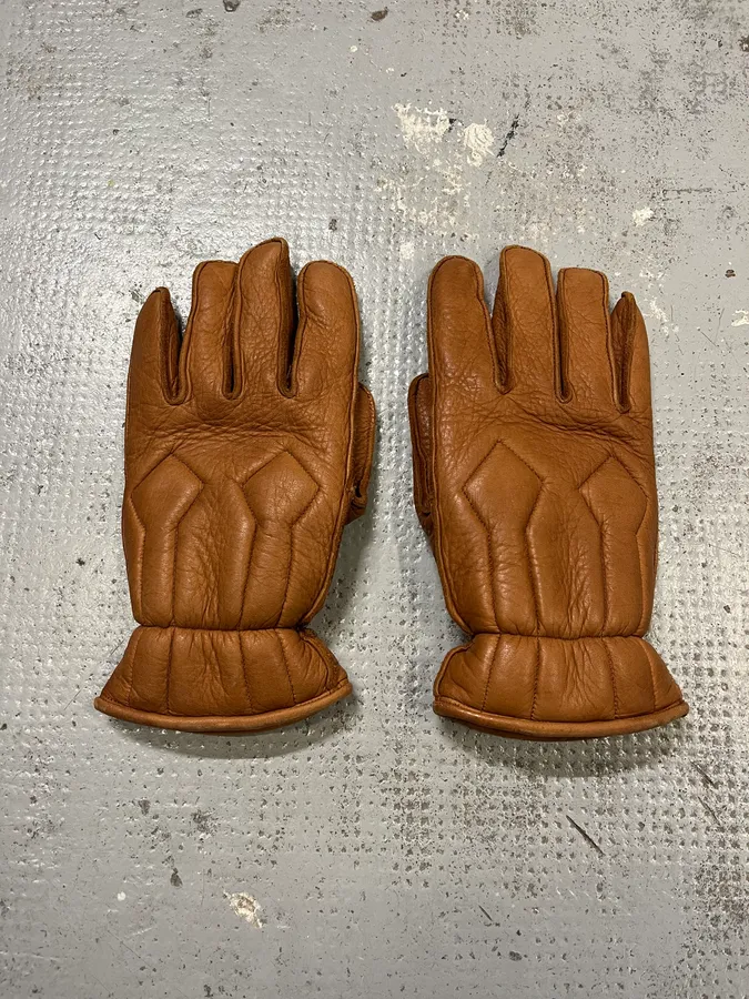 Dsquared2 Brown Fleeced Padded Biker Leather Gloves - Image 4