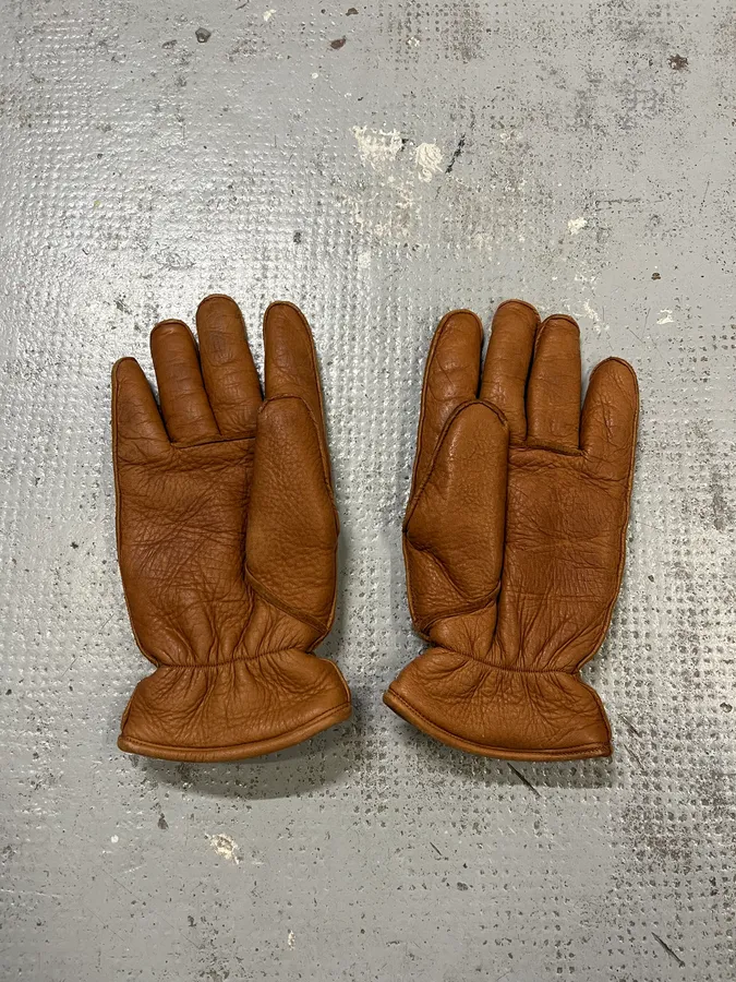 Dsquared2 Brown Fleeced Padded Biker Leather Gloves - Image 5