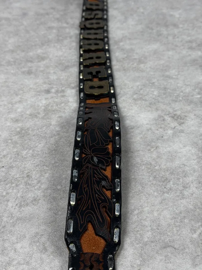 Dsquared2 Brown Indian Details Leather & Copper Belt - Image 8