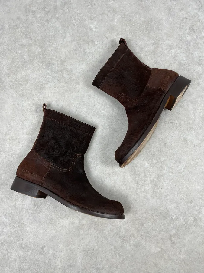 Dsquared2 Brown Suede Eroded Leather Boots - Image 3