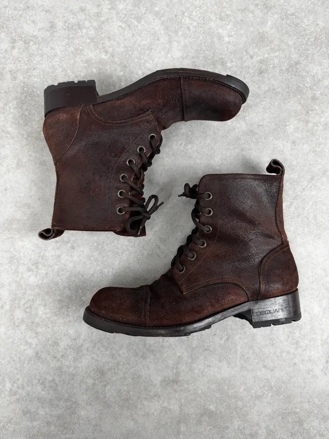 Dsquared2 Brown Suede Lace-Up Leather Boots - Image 3