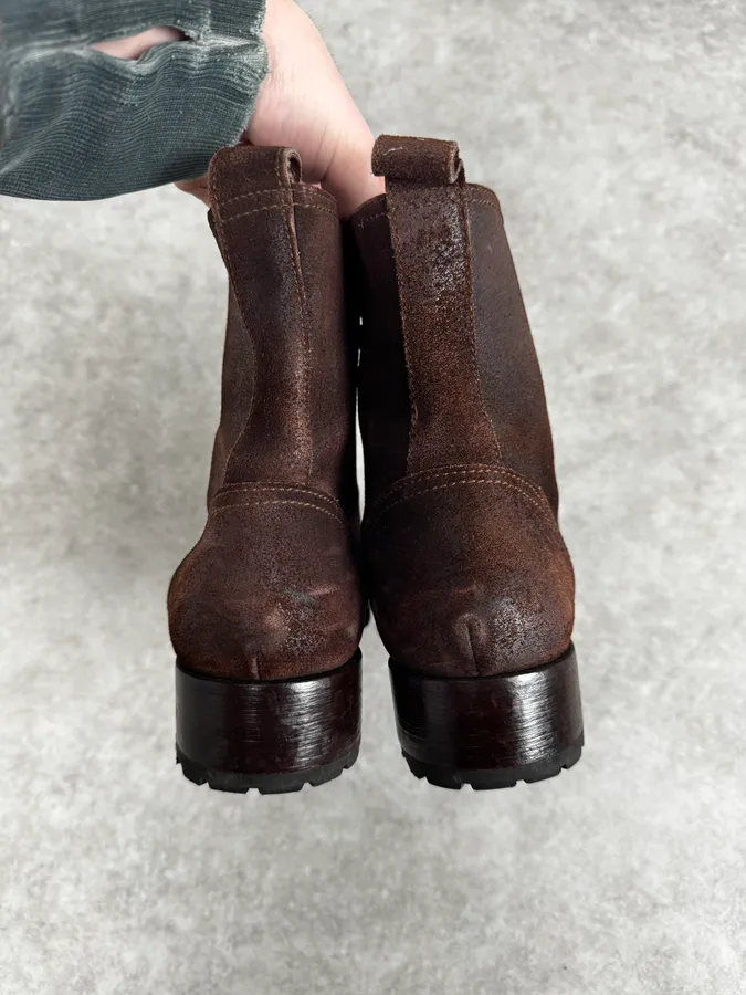 Dsquared2 Brown Suede Lace-Up Leather Boots - Image 6