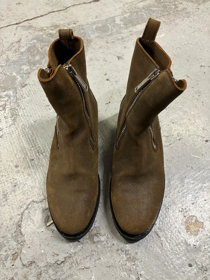 Dsquared2 Brown Suede Zip Chelsea Boots - Image 3