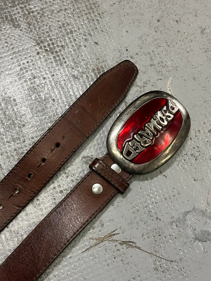 Dsquared2 Red Buckle Brown Leather Belt - Image 3