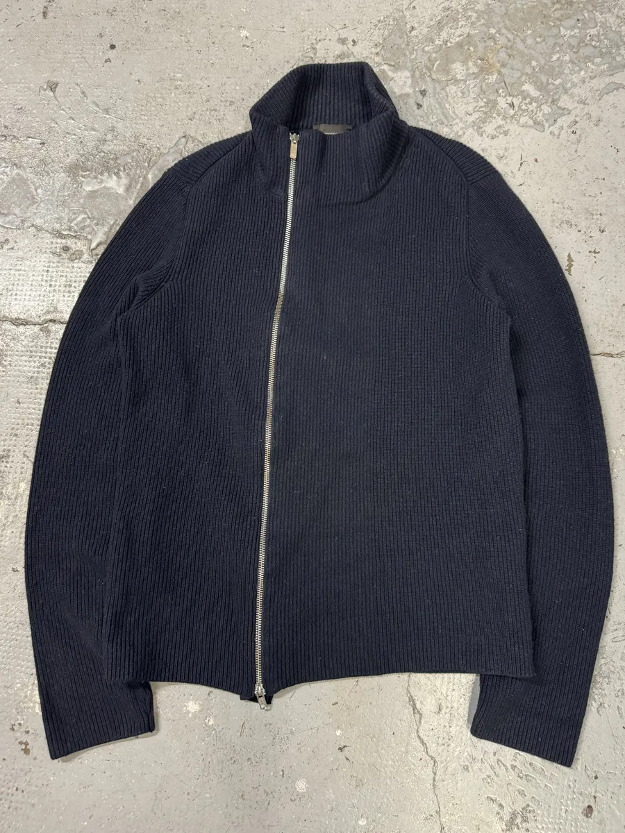 Emporio Armani Asymmetrical Zip-up Navy Sweater