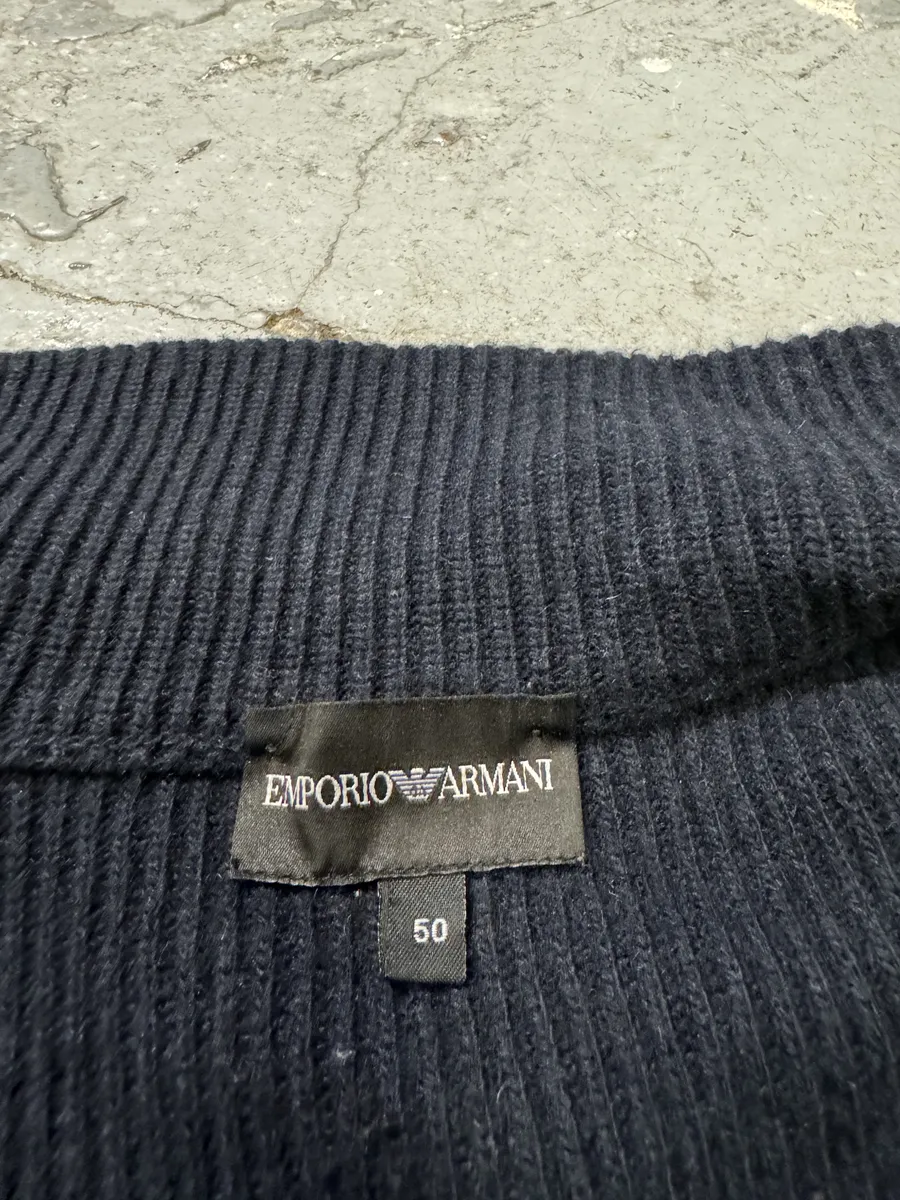 Emporio Armani Asymmetrical Zip-up Navy Sweater - Image 6