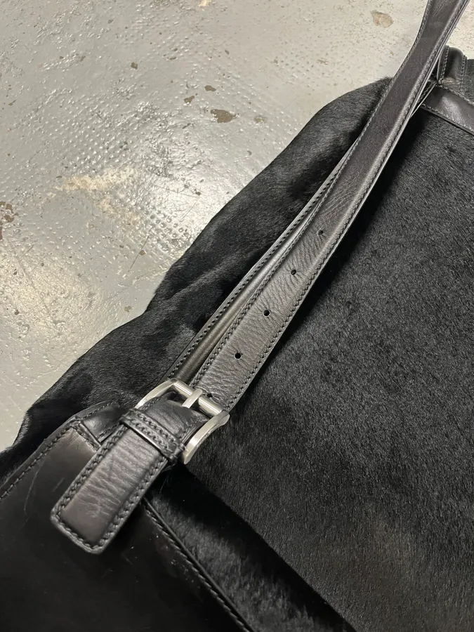 Emporio Armani Black Pony Hair Leather Backpack - Image 8