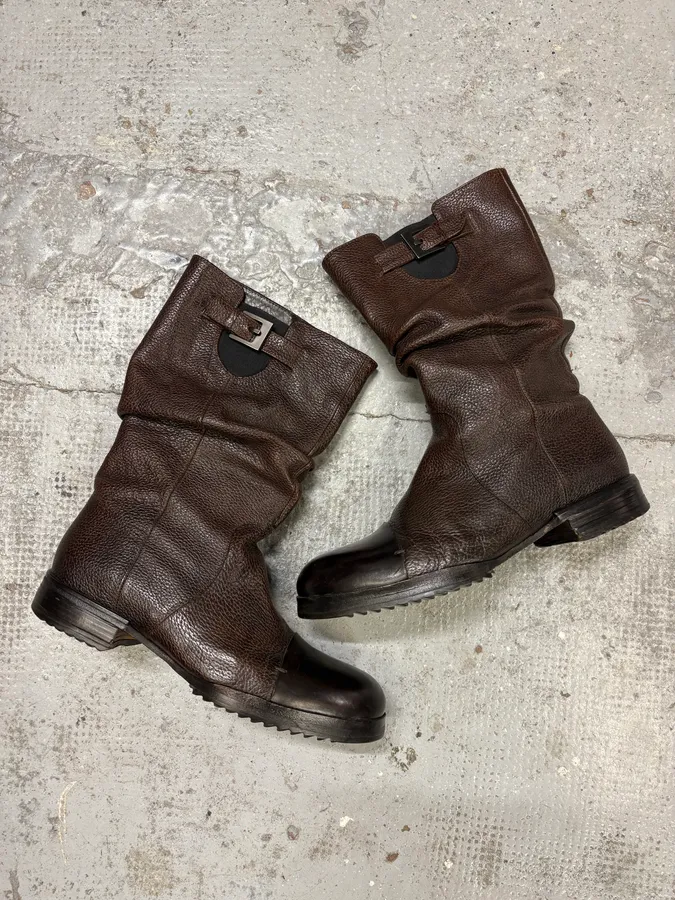 Emporio Armani Brown Ankle Leather Boots