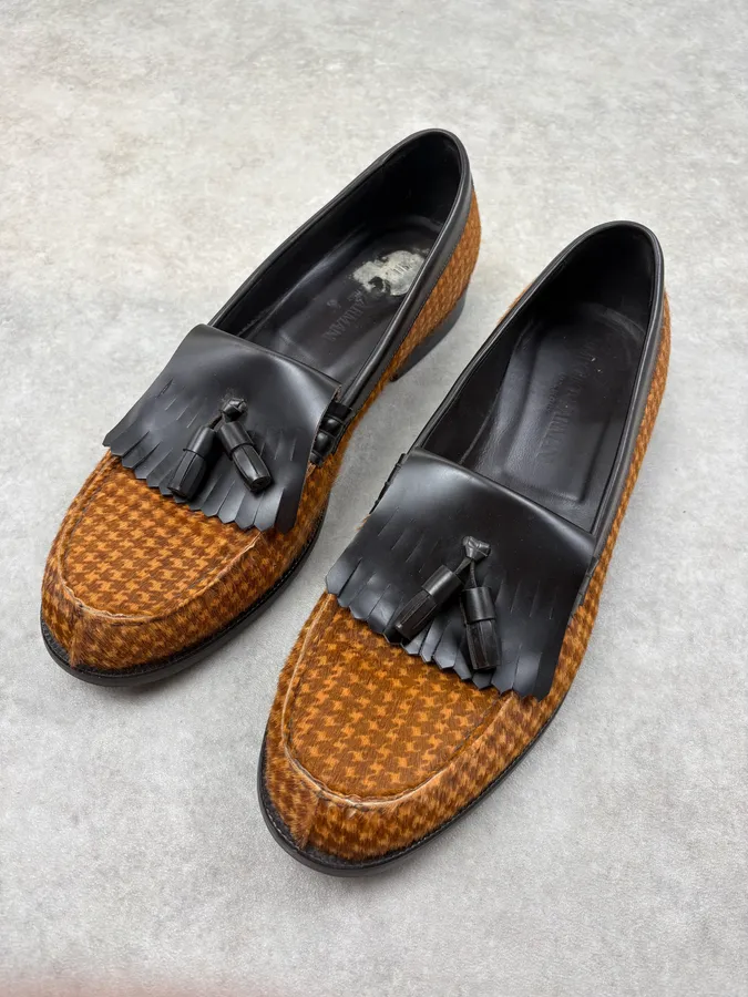 Emporio Armani Brown & Black Pony Hair Leather Loafers - Image 3
