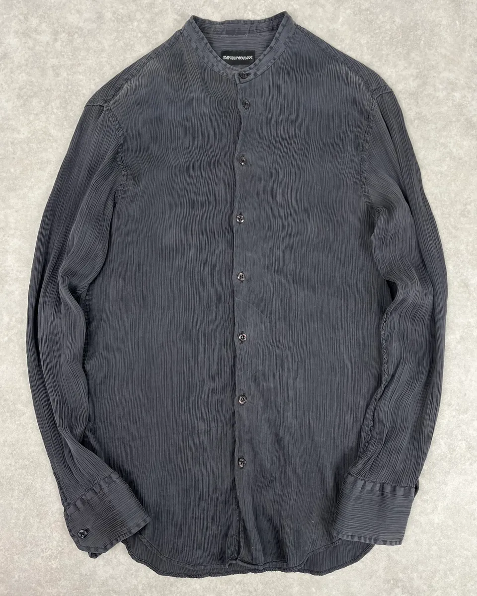 Emporio Armani Dark Grey Silk Striped Shirt