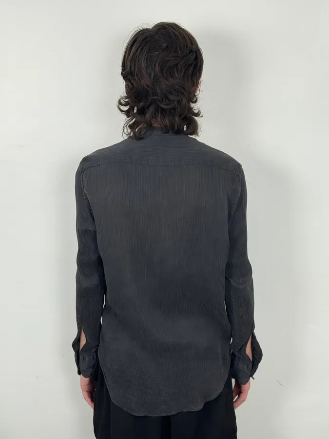 Emporio Armani Dark Grey Silk Striped Shirt - Image 3