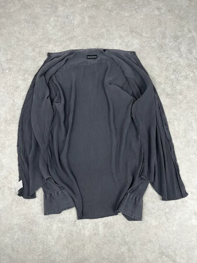 Emporio Armani Dark Grey Silk Striped Shirt - Image 8