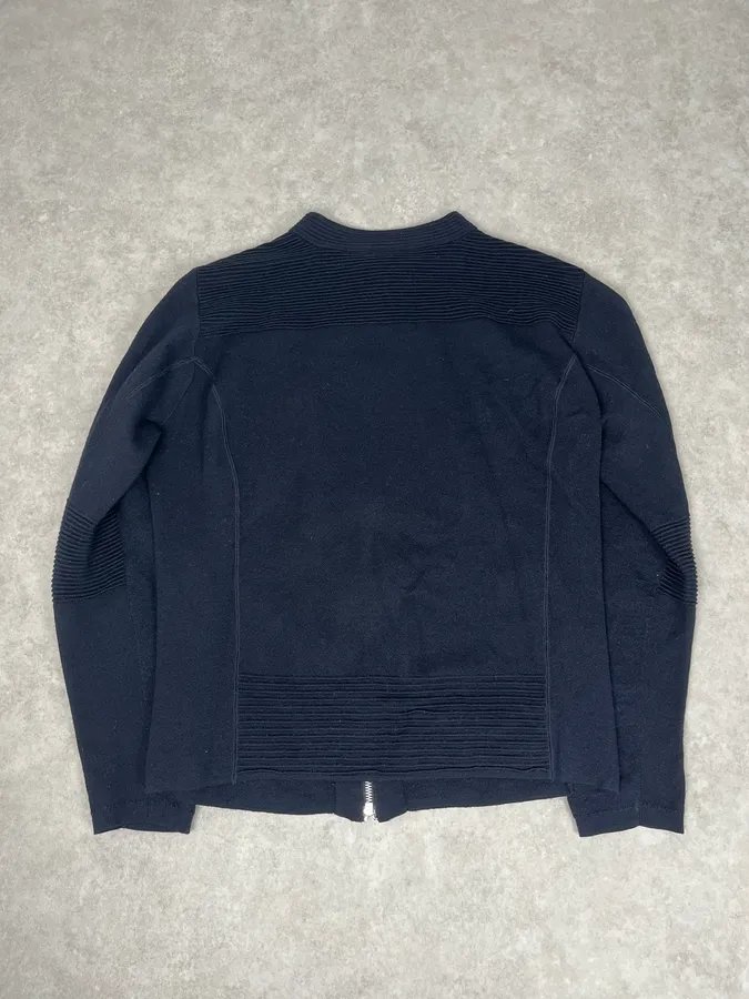 Emporio Armani Dark Navy Knit Zip Jacket - Image 5