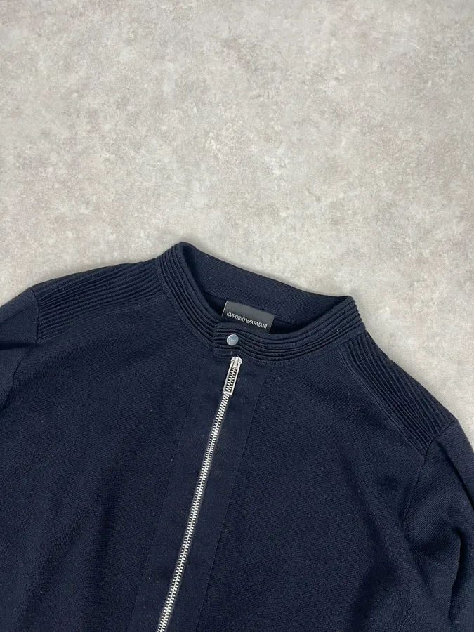 Emporio Armani Dark Navy Knit Zip Jacket - Image 9