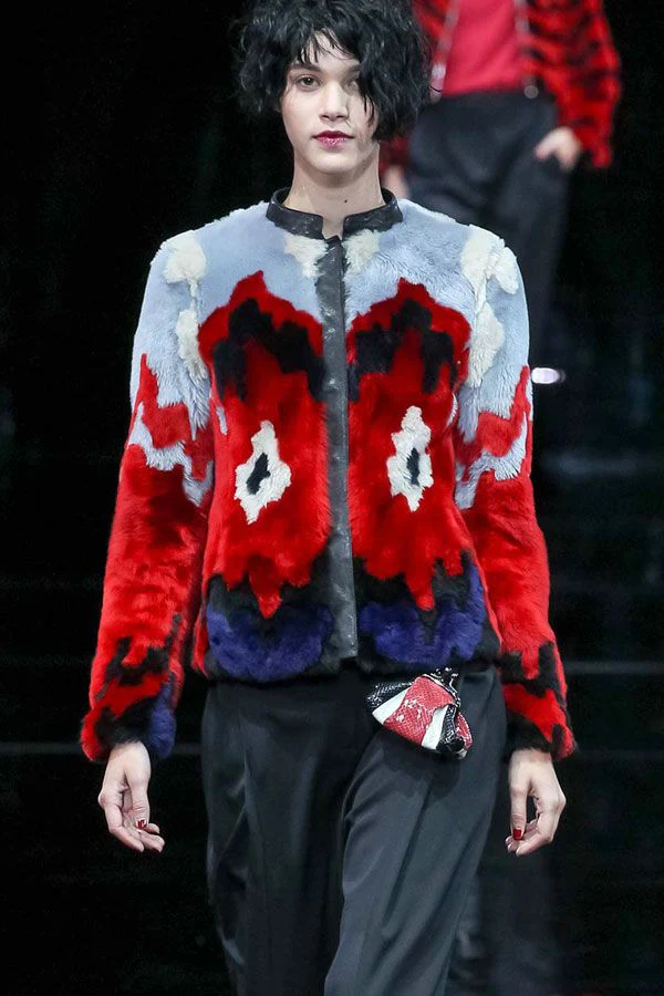FW2015 Emporio Armani Shearling Fur Bomber Leather Jacket - Image 2