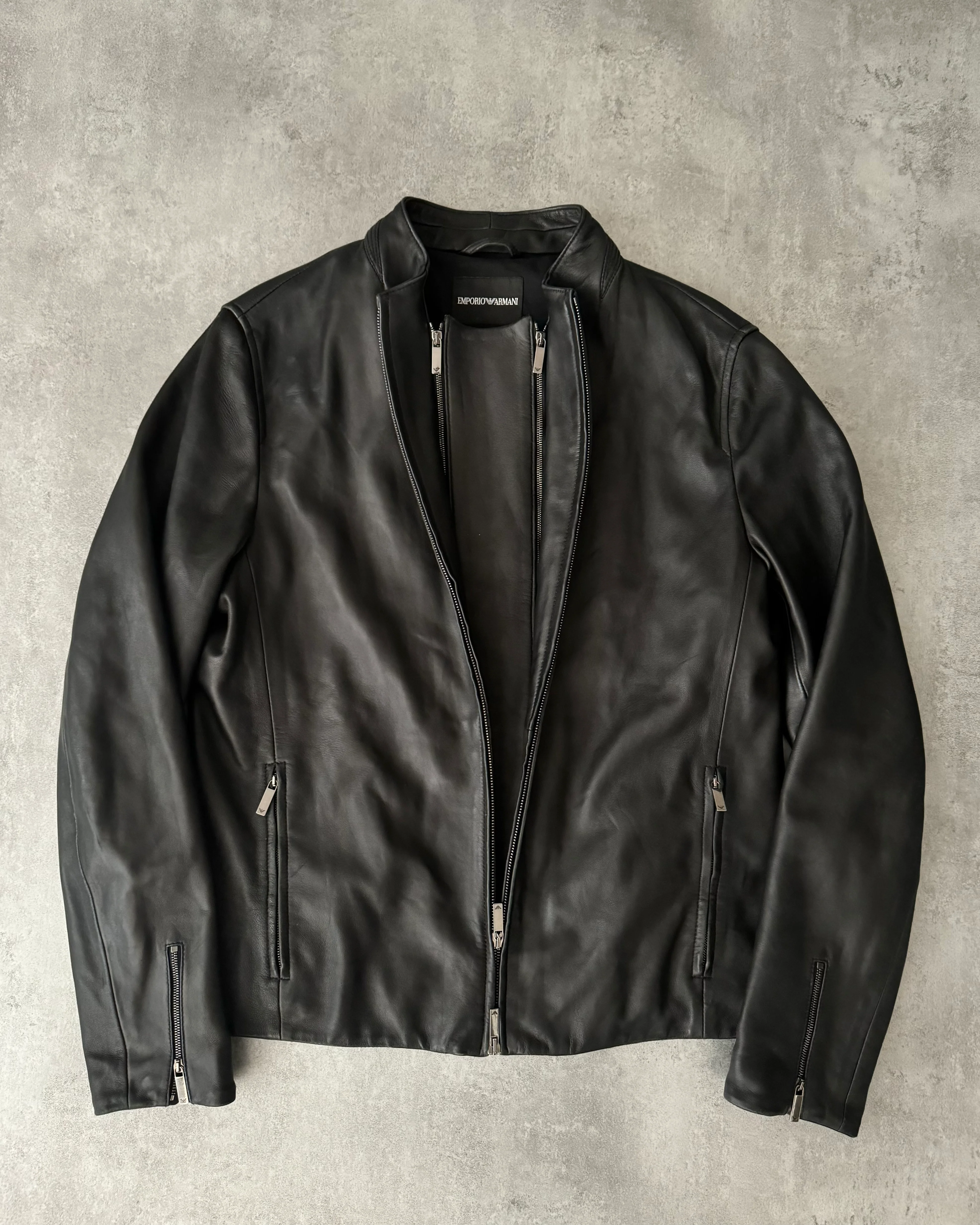 AW2016 Emporio Armani FingerPrint Signature Leather Jacket - Image 6
