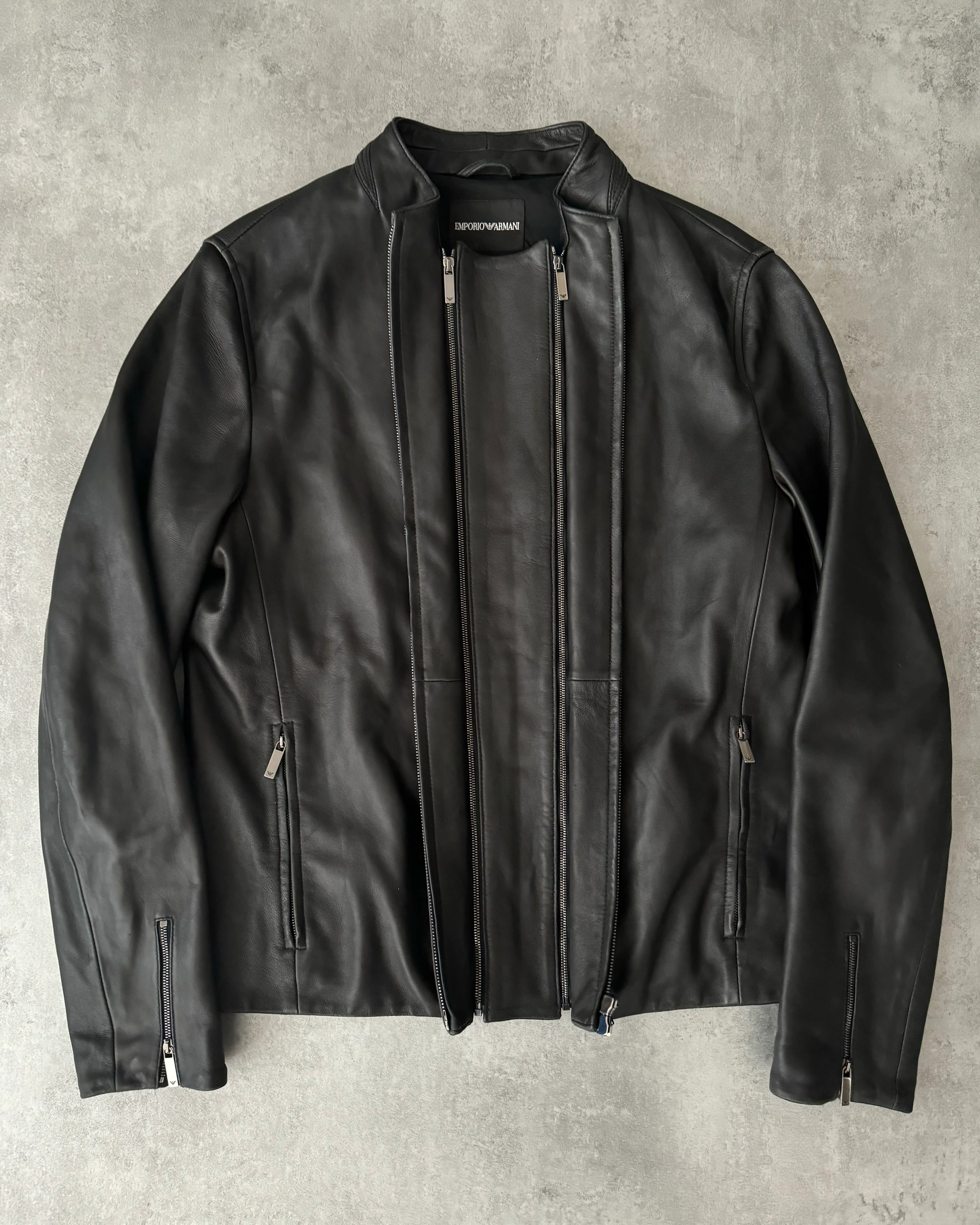 AW2016 Emporio Armani FingerPrint Signature Leather Jacket - Image 7