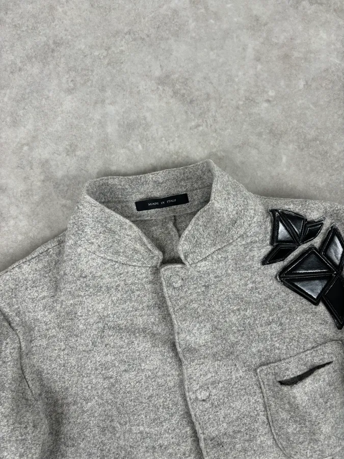 Emporio Armani Grey Wool Black Relief Jacket - Image 4