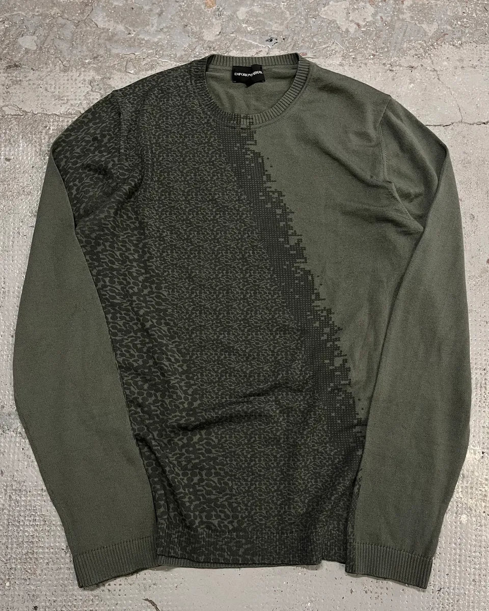 Emporio Armani Khaki Wool Asymmetrical Sweater - Image 4