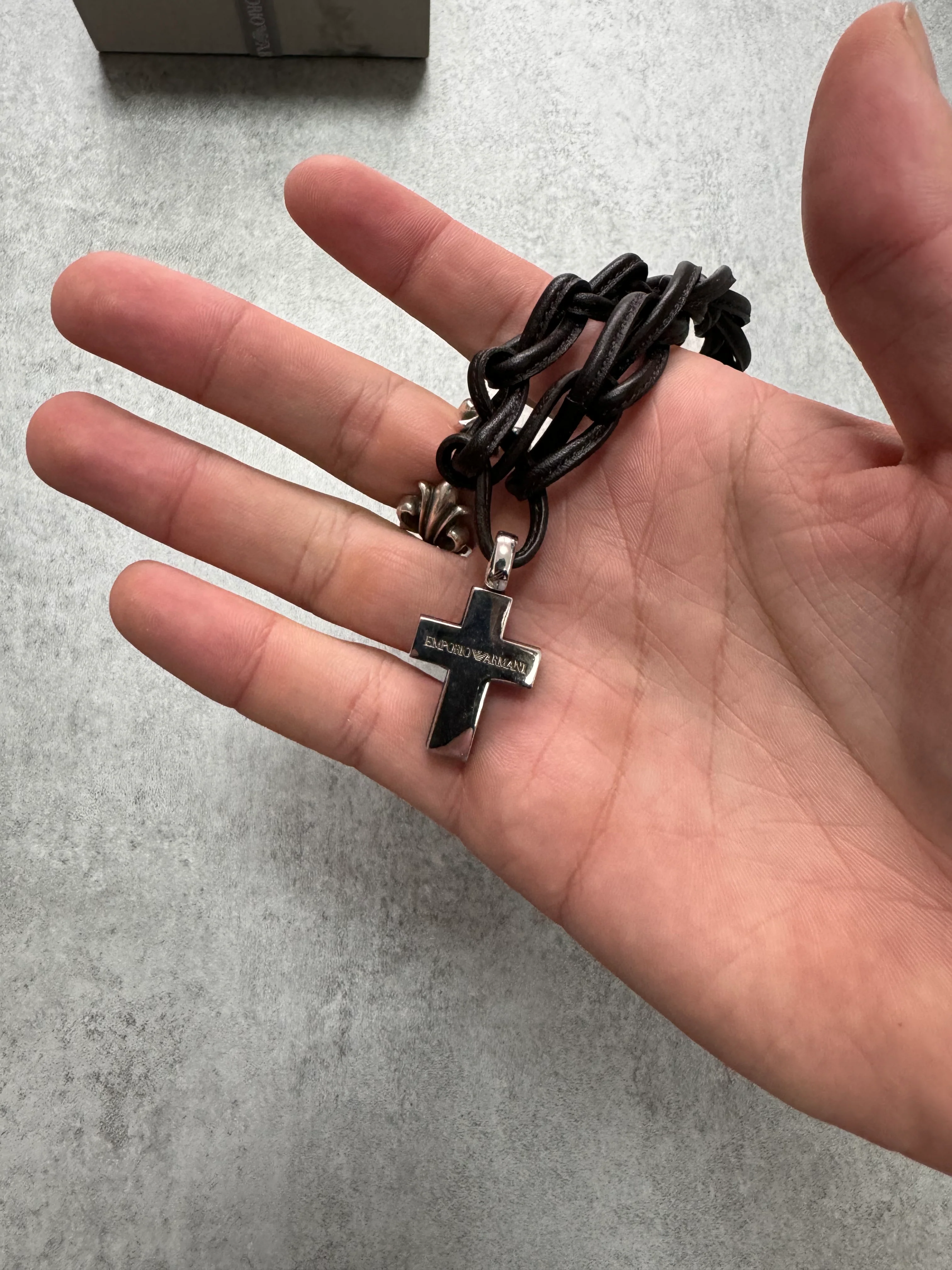 Emporio Armani Leather Cross Necklace - Image 4