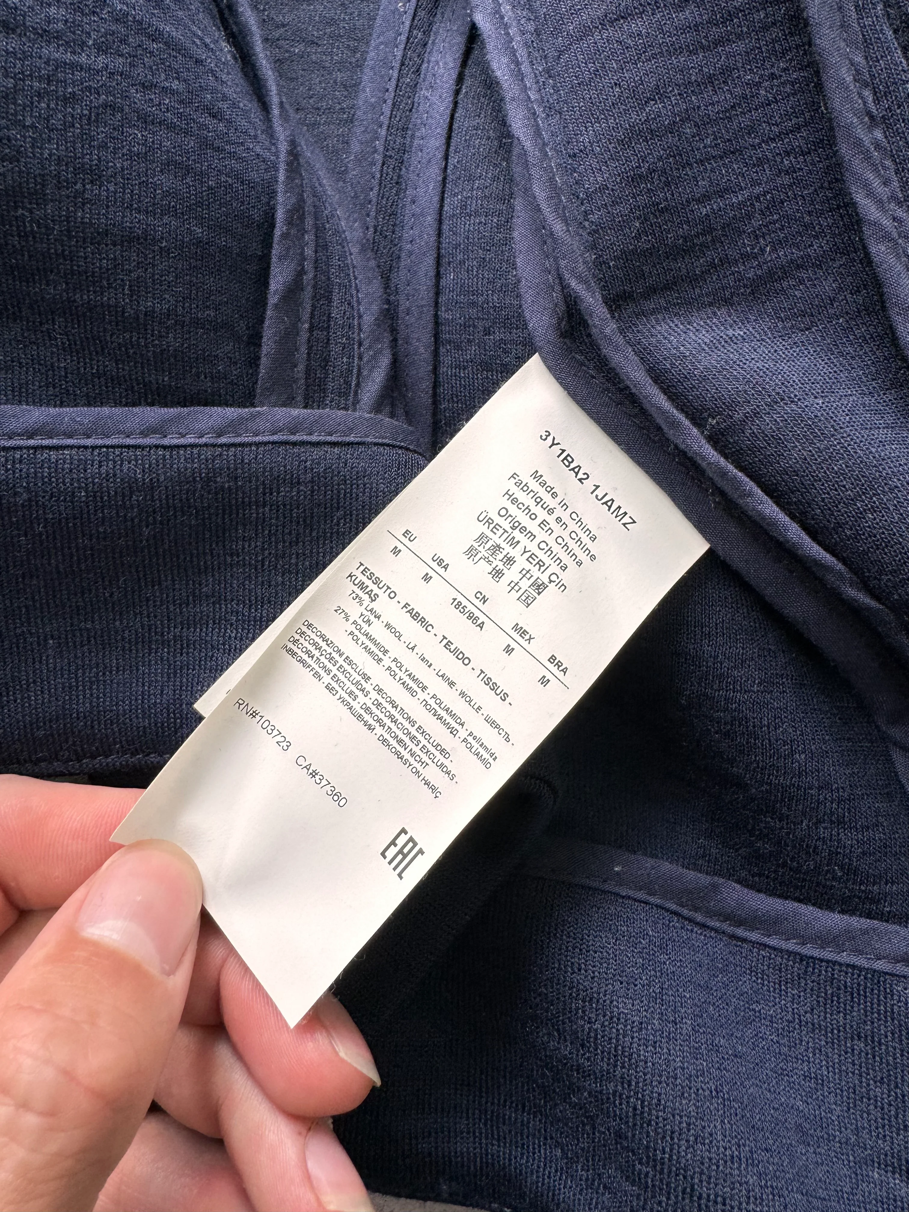 Emporio Armani Navy Asymmetrical Jacket - Image 7
