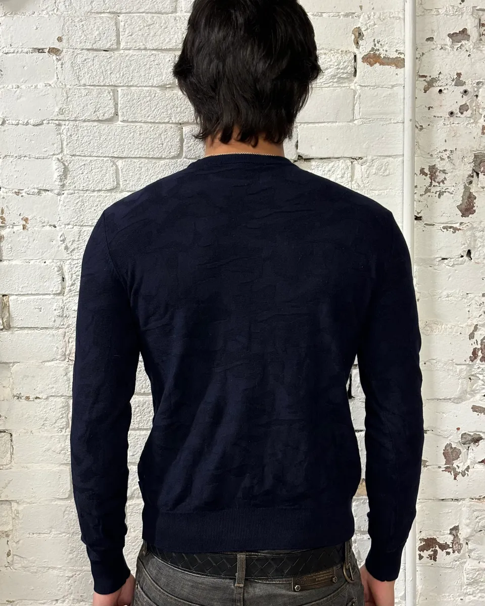 Emporio Armani Navy Textured Sweater - Image 3