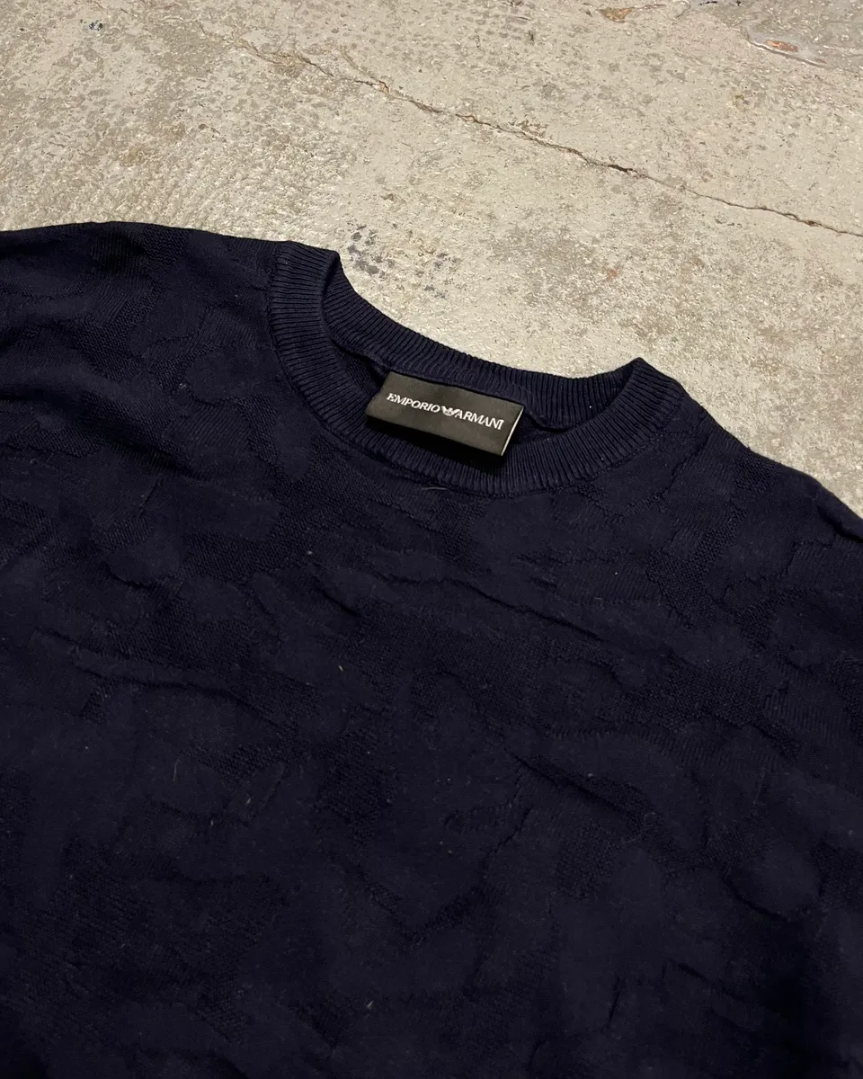 Emporio Armani Navy Textured Sweater - Image 5