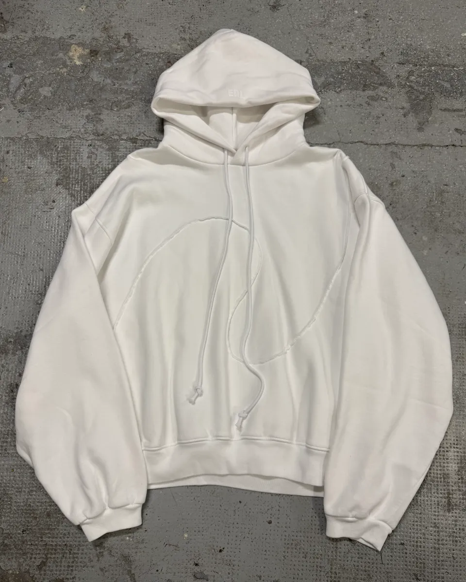 ERL Wave White Cozy Knit Hoodie