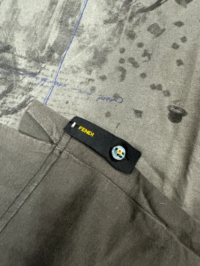 Fendi Brown Faded Shadow Poem T-Shirt - Image 7