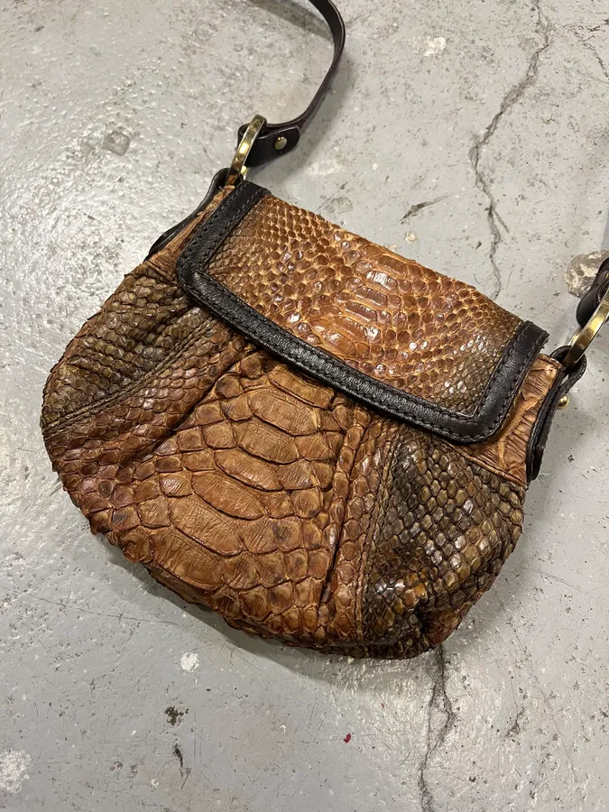 Fendi Brown Python Skin Leather Shoulder Bag - Image 3