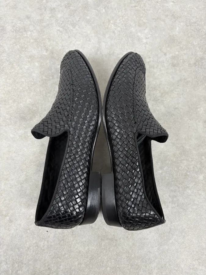 Ferragamo Black Woven Leather Loafers - Image 4