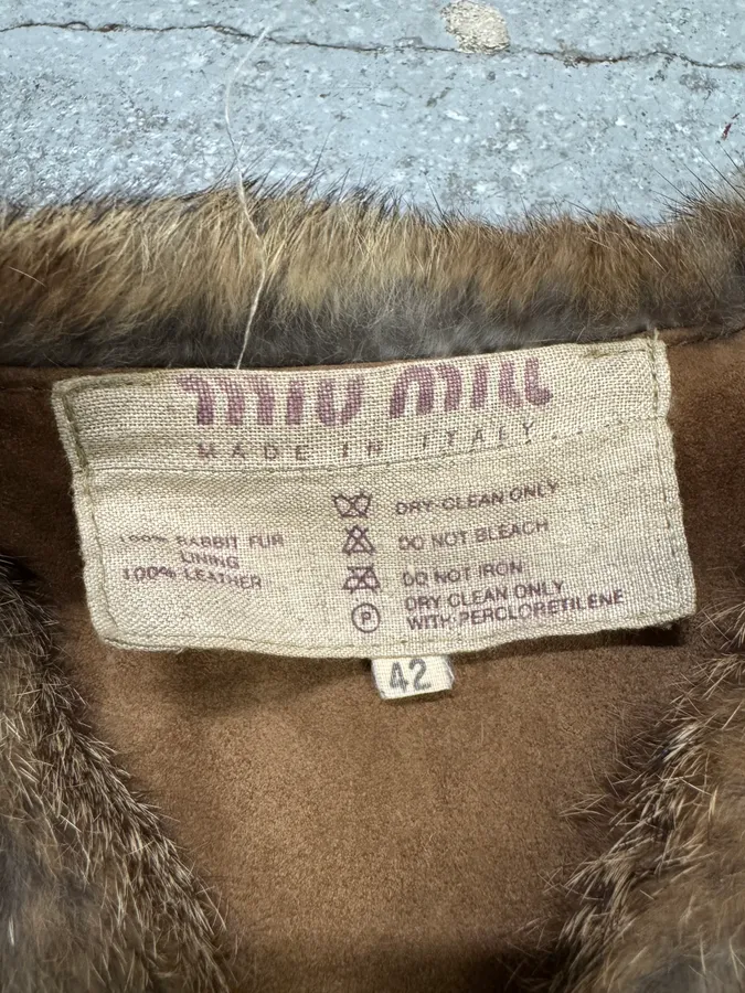 FW1993 Miu Miu Rabbit Fur Camel Vest - Image 10