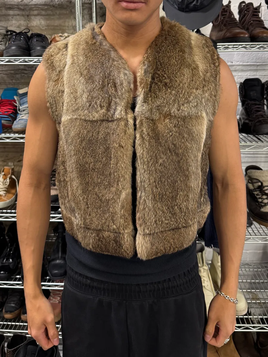 FW1993 Miu Miu Rabbit Fur Camel Vest - Image 3