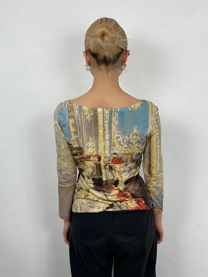 FW1994 Roberto Cavalli Medieval Chair Dynastie Longsleeves Top - Image 3