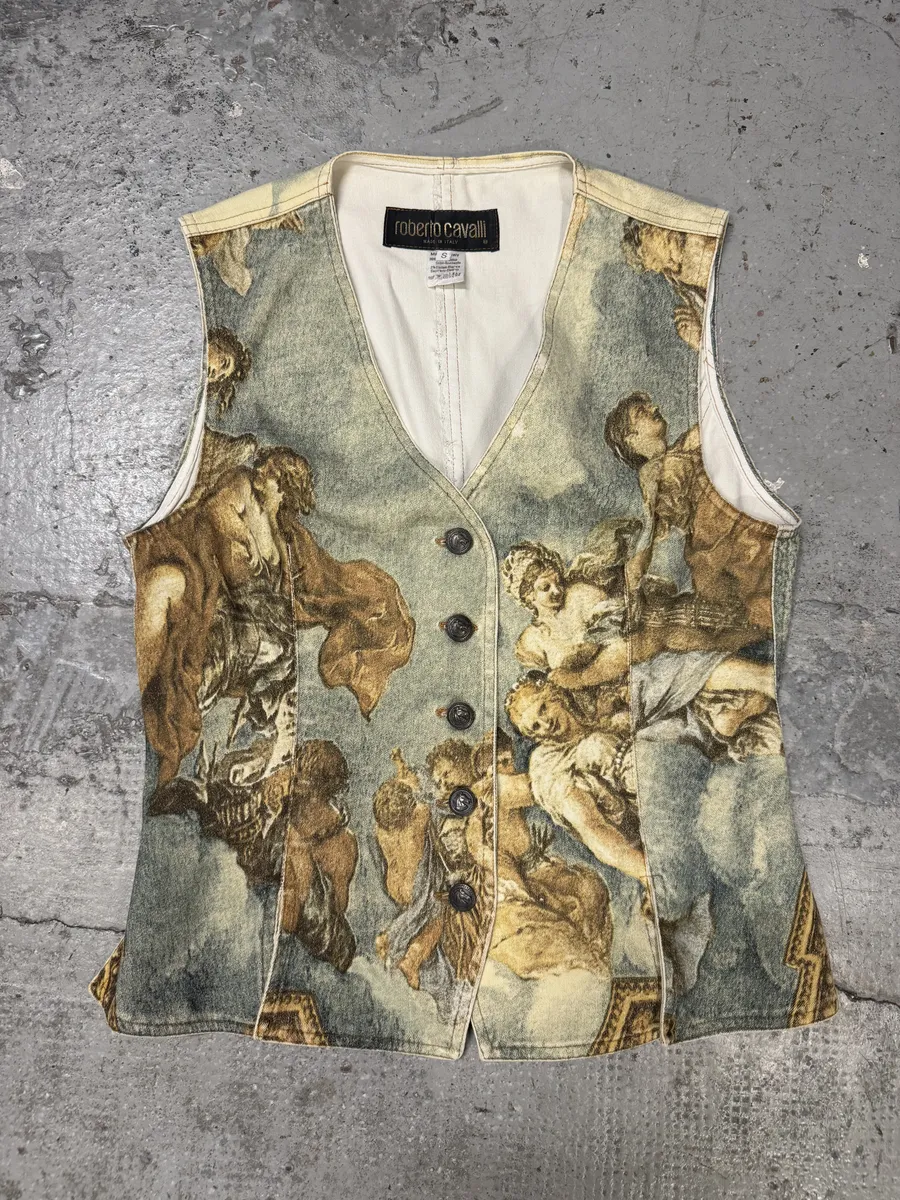FW1994 Roberto Cavalli Renaissance Royal Print Buttoned Set - Image 3