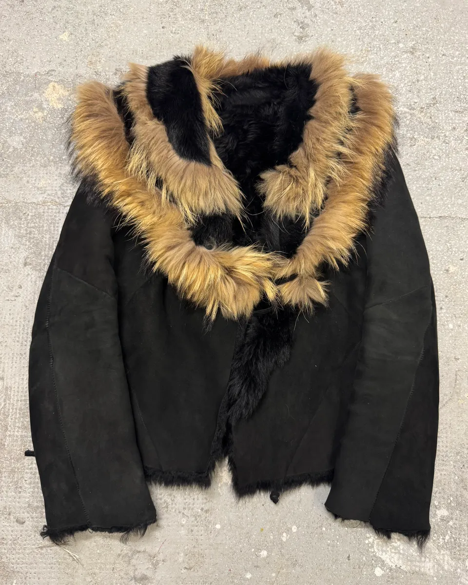 FW1998 Roberto Cavalli Shearling Fur Black Jacket - Image 2
