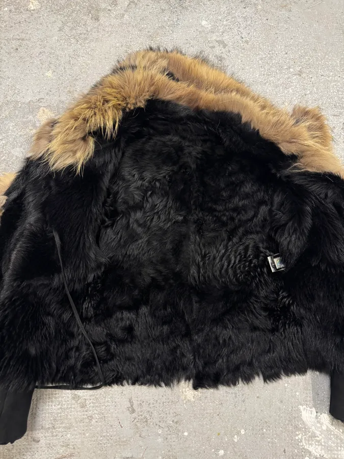 FW1998 Roberto Cavalli Shearling Fur Black Jacket - Image 4