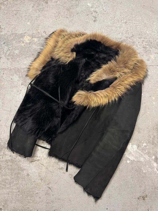 FW1998 Roberto Cavalli Shearling Fur Black Jacket - Image 7