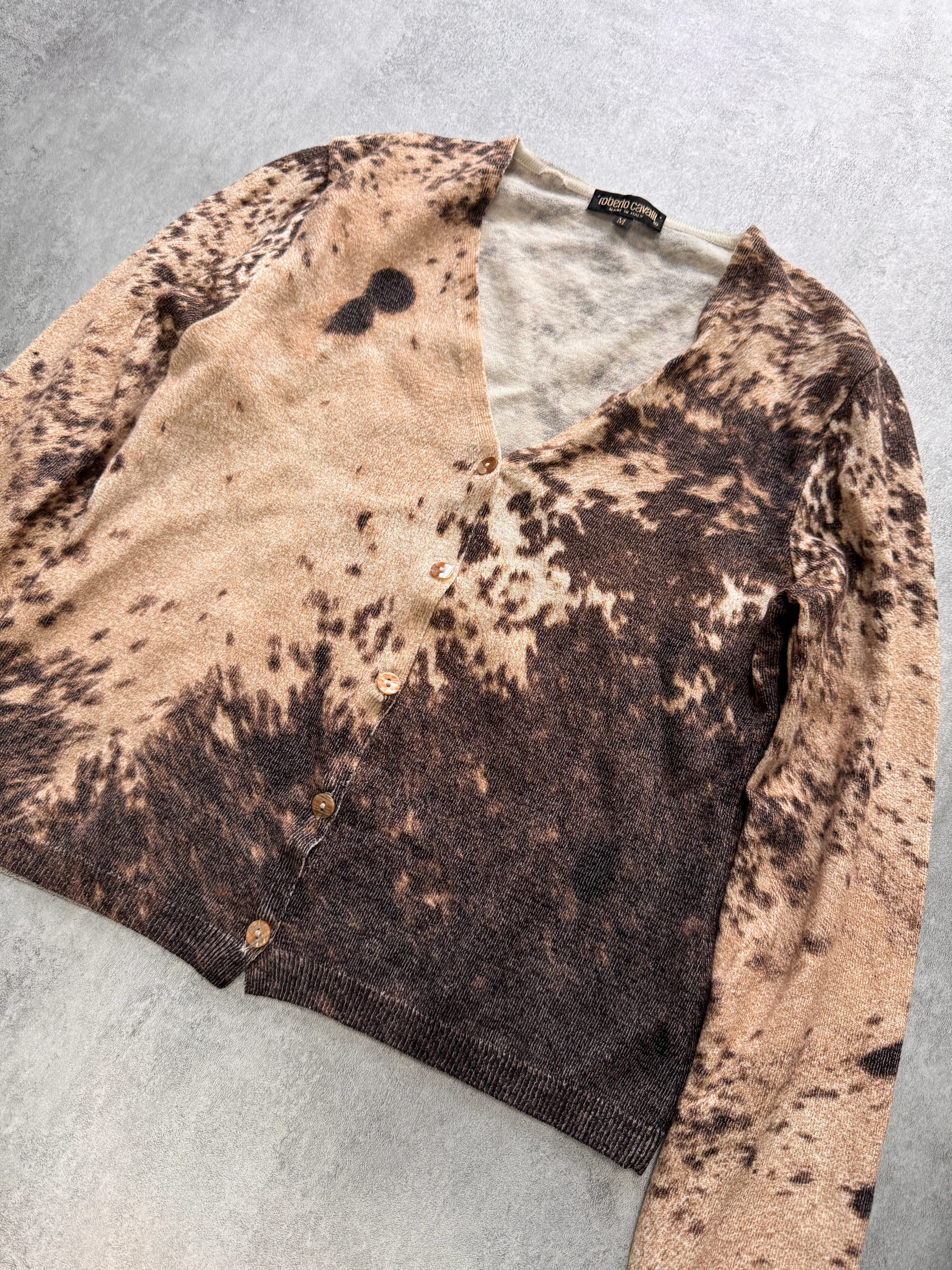 FW1999 Roberto Cavalli Cow Tornado Wool Cardigan Sweater - Image 4