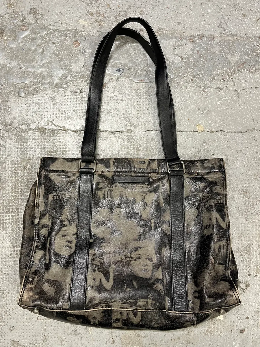 FW1999 Jean Paul Gaultier Marlene Dietrich Grey Leather Bag - Image 7