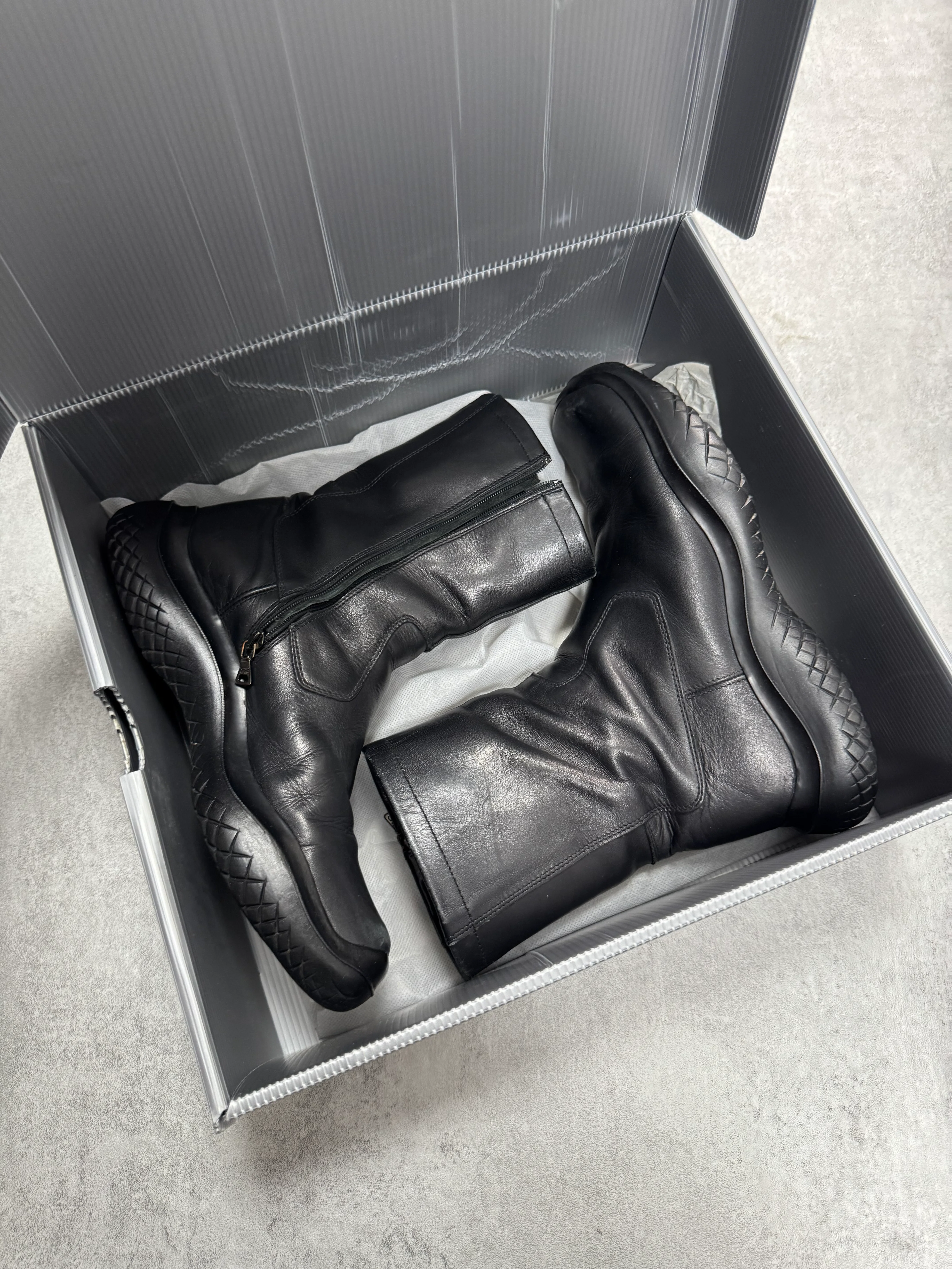 FW1999 Prada Ankle Vibram Black Leather Boots - Image 2